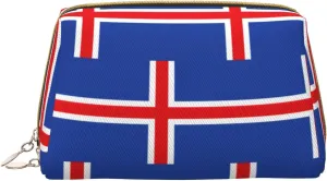 Flag Of Iceland Toiletry Travel Bag, Portable Cosmetic Organizer For Women, On-The-Go