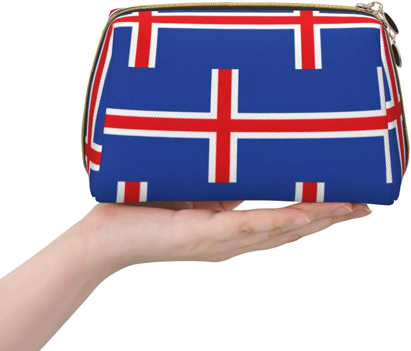 Flag Of Iceland Toiletry Travel Bag, Portable Cosmetic Organizer For Women, On-The-Go