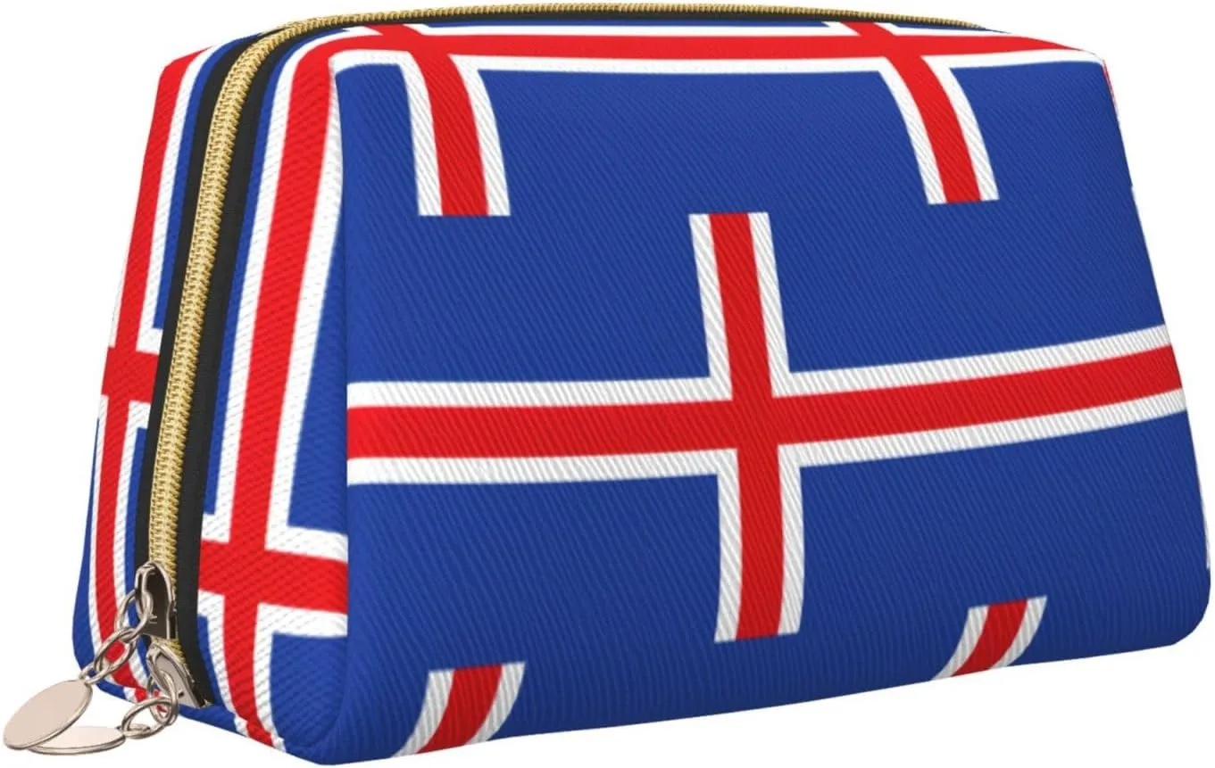 Flag Of Iceland Toiletry Travel Bag, Portable Cosmetic Organizer For Women, On-The-Go