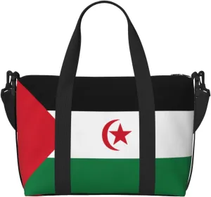 Flag of Western Sahara Hand-held travel bag, messenger casual handbag, suitable for work, travel, fitness, tourism, women's zipper storage bag,