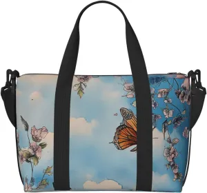 floral art print Travel Duffel Bag, Sports Tote Gym Bag, Swim Pool Bag Large Shoulder Tote Bag for Beach Weekender