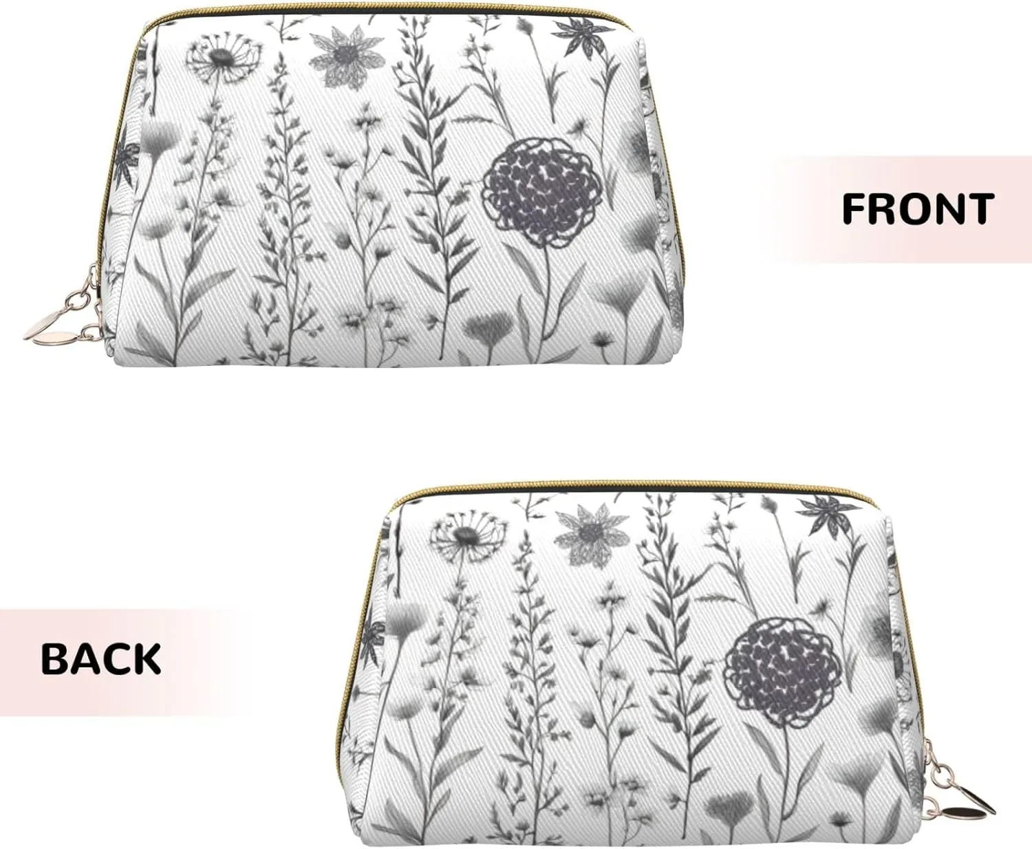 Flowering Herbs & Herbaceou Toiletry Pouch, Travel-Friendly Makeup Organizer For Makeup Brushes, Lipsticks