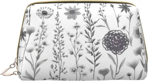 Flowering Herbs & Herbaceou Toiletry Pouch, Travel-Friendly Makeup Organizer For Makeup Brushes, Lipsticks