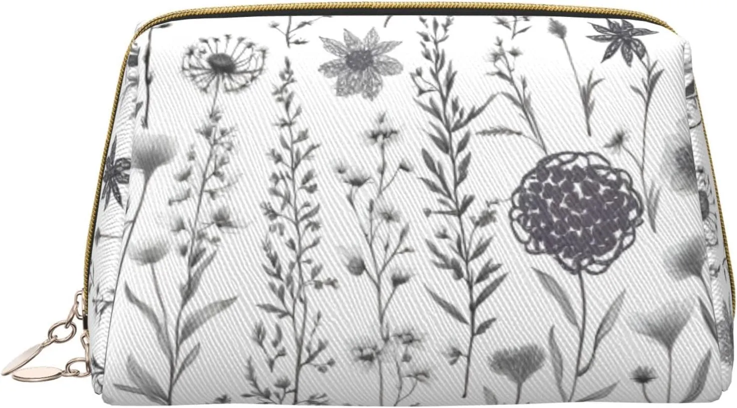 Flowering Herbs & Herbaceou Toiletry Pouch, Travel-Friendly Makeup Organizer For Makeup Brushes, Lipsticks