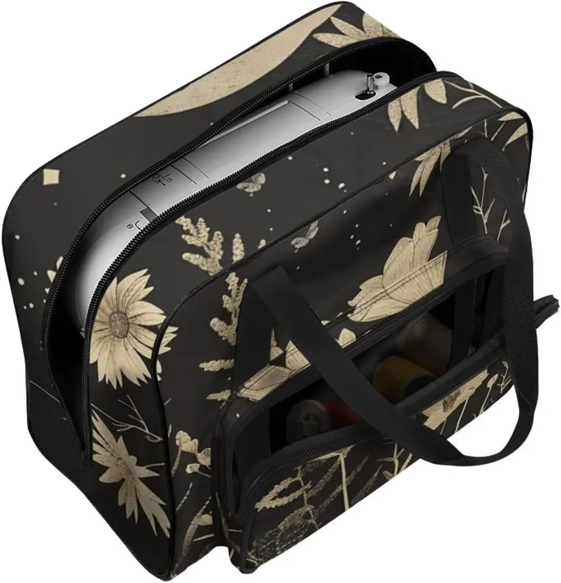 Flowers Art Sewing Machine Cover with Pockets Sewing Machine Covers Portable Sewing Machine Handbag Sewing Machine Cover Dust Cover Large with Convenient Pockets House