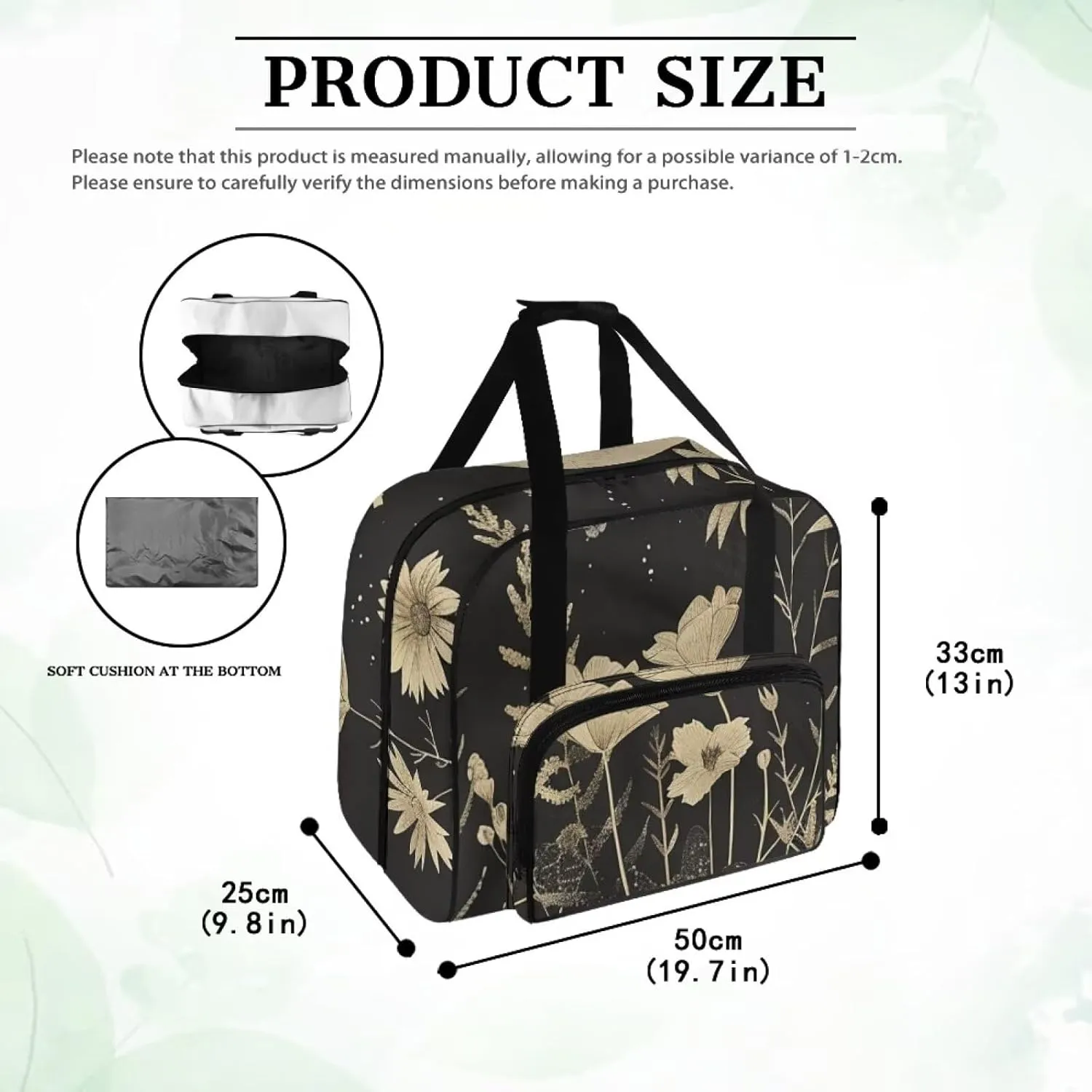 Flowers Art Sewing Machine Cover with Pockets Sewing Machine Covers Portable Sewing Machine Handbag Sewing Machine Cover Dust Cover Large with Convenient Pockets House