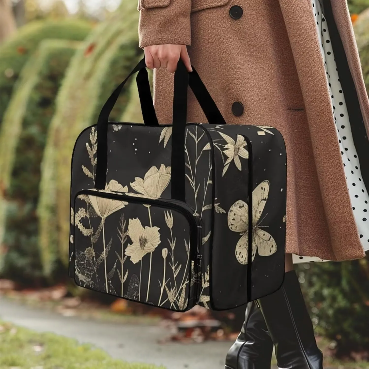 Flowers Art Sewing Machine Cover with Pockets Sewing Machine Covers Portable Sewing Machine Handbag Sewing Machine Cover Dust Cover Large with Convenient Pockets House