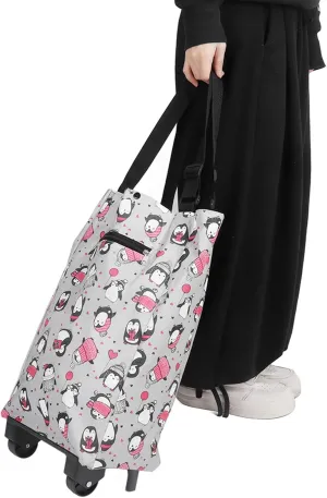 Foldable Folding Shopping Bag, Reusable Grocery Bags, Shopping Trolley Bag for Shopping Travelling and All Daily Use, Grocery Elderly Shopping Bag