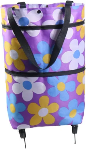 Foldable Shopping Cart Bag with Wheels Telescopic Storage for Outdoor Shopping Portable Grocery Cart Elegant and Design for Easy Transport