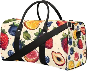 Foldable Travel Bag Fruit Strawberry Orange Lightweight Carry On Bags for Airplanes Waterproof Travel Duffle Bag For Gym Weekend Overnight