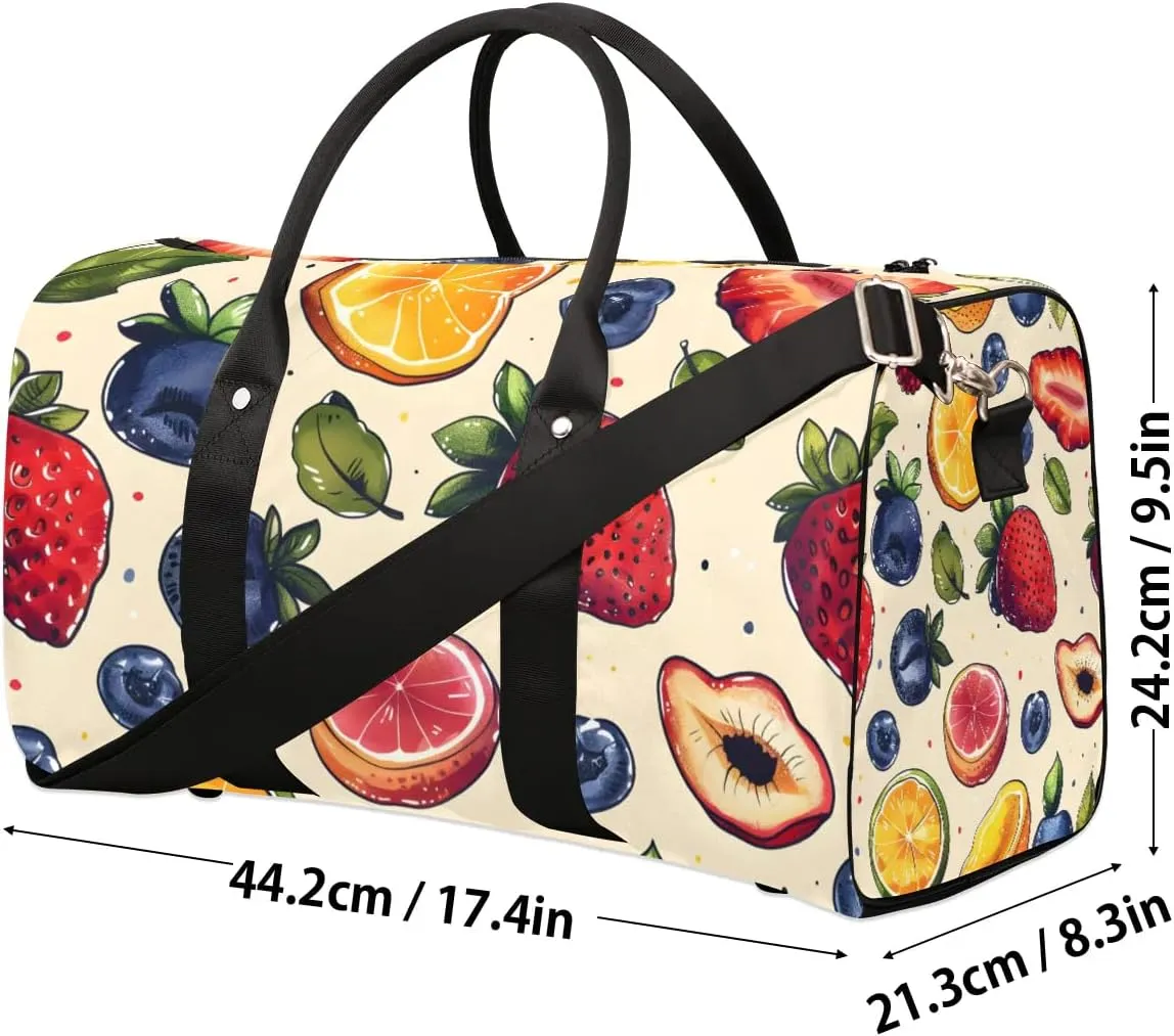 Foldable Travel Bag Fruit Strawberry Orange Lightweight Carry On Bags for Airplanes Waterproof Travel Duffle Bag For Gym Weekend Overnight