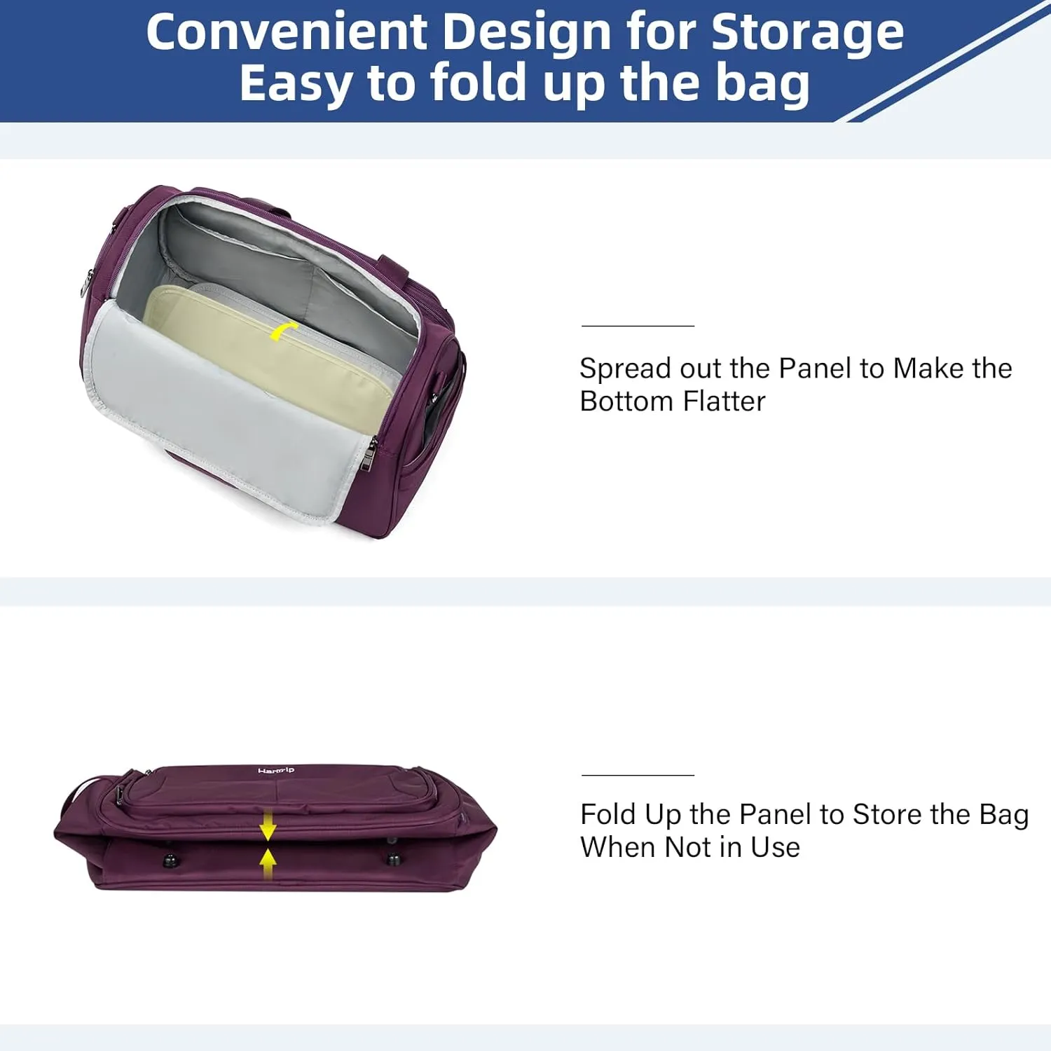 Foldable Underseat Carry On Luggage Bags for Travel Lightweight Overnight Weekender Bag for Women Men Travel Tote Bag (Purple)