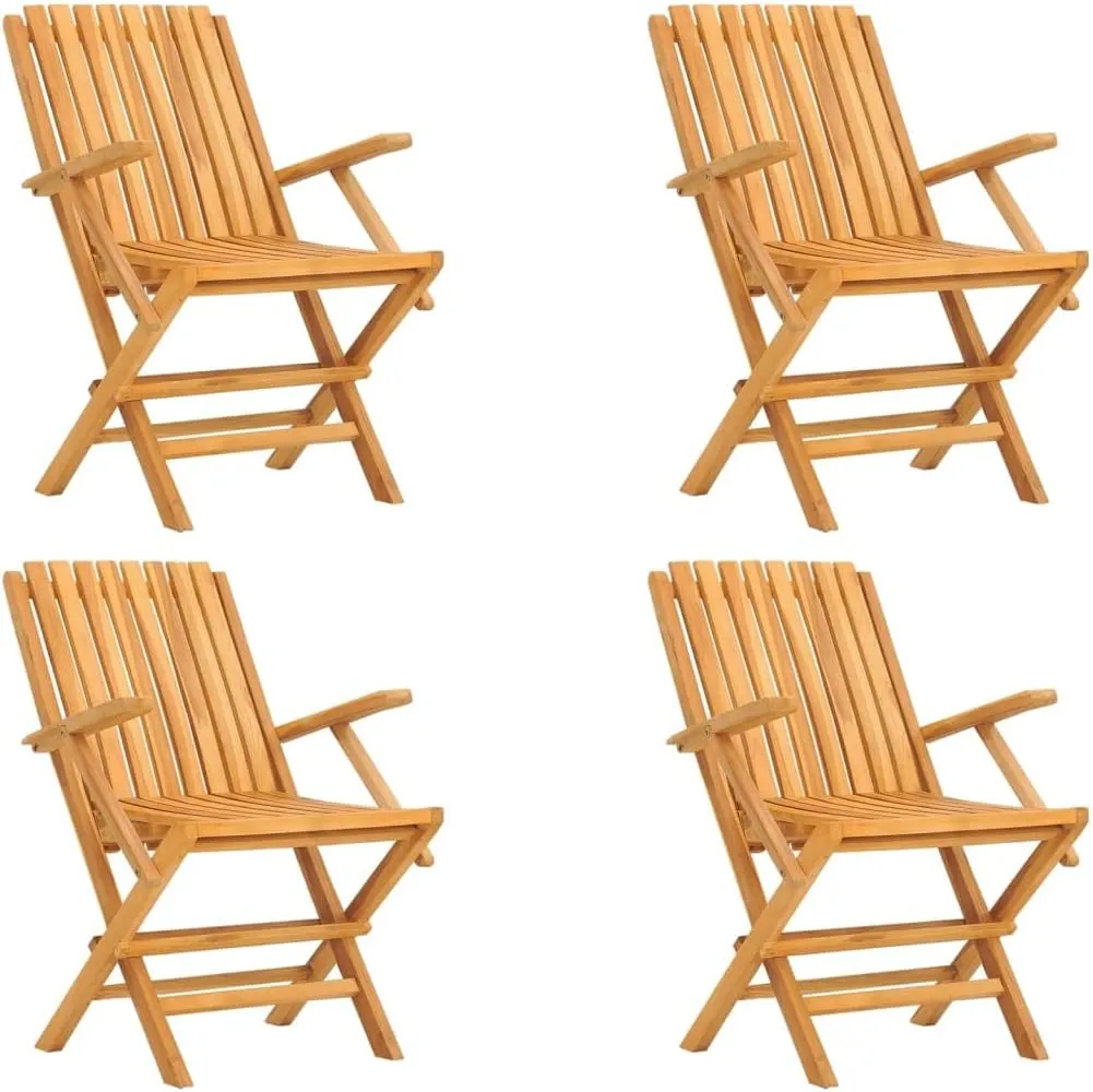 Folding Patio Chairs Set of 4 Solid Teak Wood Outdoor Lounge 24"x26.4"x35.4" Foldable Garden Chairs for Pool Beach Camping Backyard