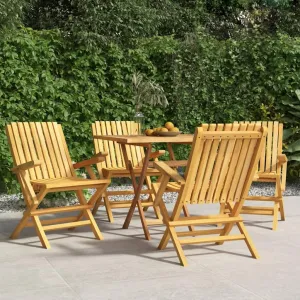Folding Patio Chairs Set of 4 Solid Teak Wood Outdoor Lounge 24"x26.4"x35.4" Foldable Garden Chairs for Pool Beach Camping Backyard