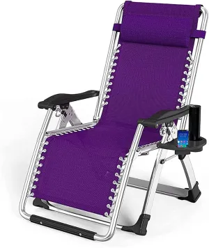 Folding Recliner Chair for Camping & Outdoor, Portable Lazy Chair with Adjustable Backrest for Garden & Beach, Supports 250kg