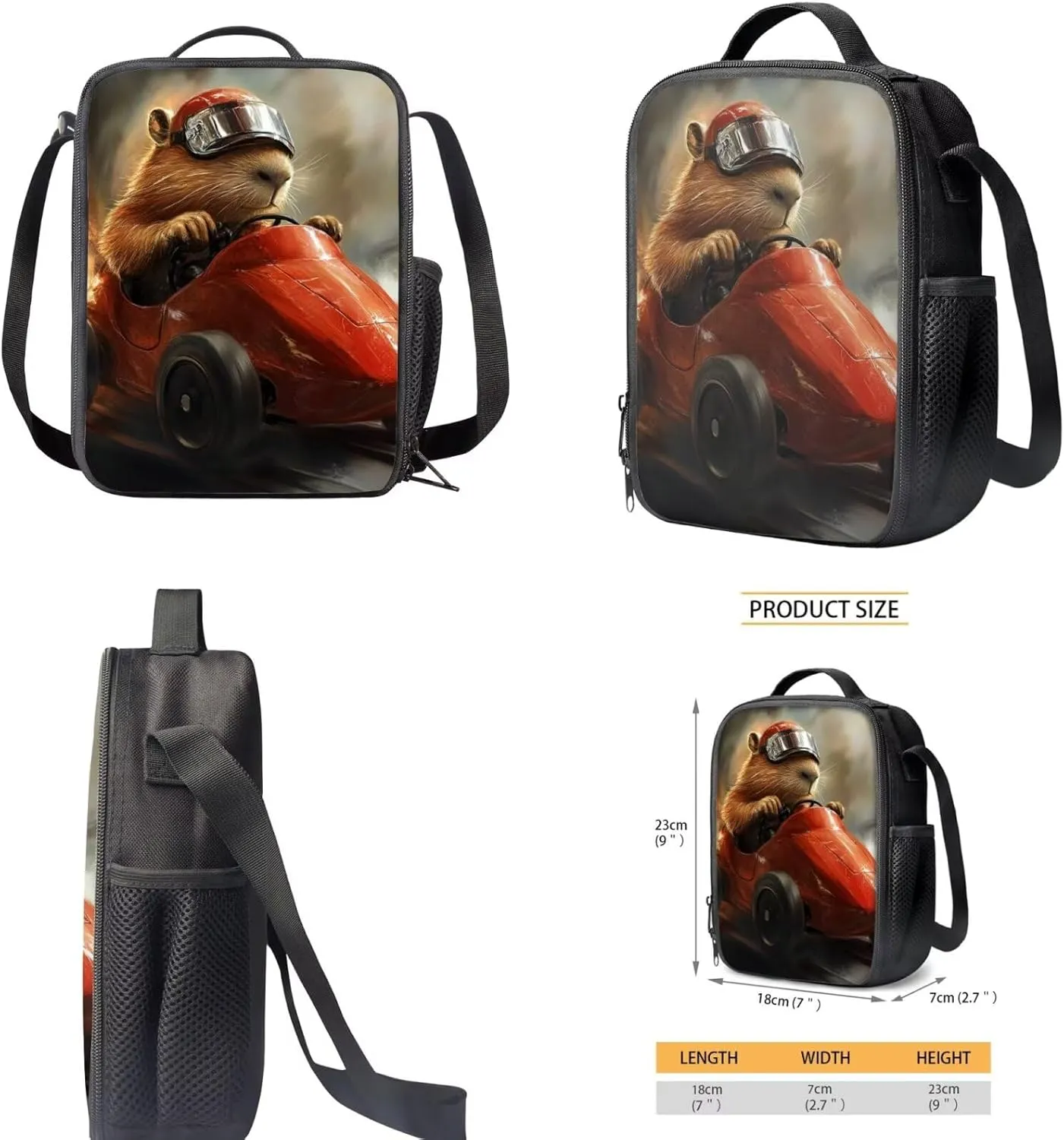 FOR U DESIGNS 5th Grade Capybara Backpack for Kids 10-12 Years 17 Inch Big School Bag with Lunch Box Ergonomic Travel Backpack Girls Girls 4 Piece Bookbag Set