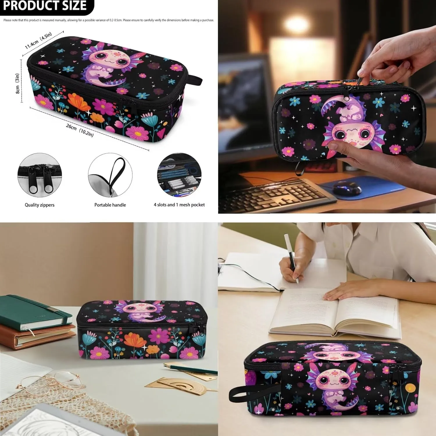 FOR U DESIGNS Axolotl Backpacks for Girls Spacious Bookbag Set Ages 6-8 Kawaii First Grade School Bag Ergonomic Adjustable Straps 3 Piece Travel Backpacks