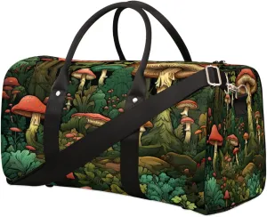 Forest Tree Travel Duffel Bag, Mushroom Sports Gym Bag, Foldable Weekender Overnight Tote Bag Carry on Luggage Handbag for Yoga Workout
