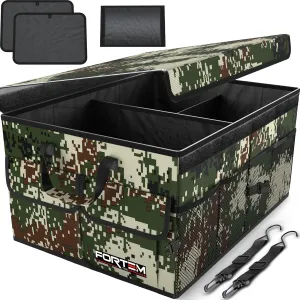 FORTEM Car Trunk Organizer, Collapsible Multi Compartment SUV Organizer, Foldable Storage for Car Accessories for Women Men, 600D Oxford, Non Slip Bottom, Securing Straps, Soft Cover (50L)