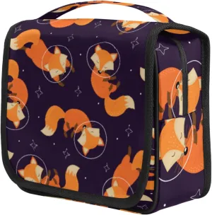 Fox Hanging Toiletry Bag Cute Animal Travel Makeup Bag Portable Large Waterproof Cosmetic Bag Organizer for Make up Accessories Shampoo Body Cream Brushes Set