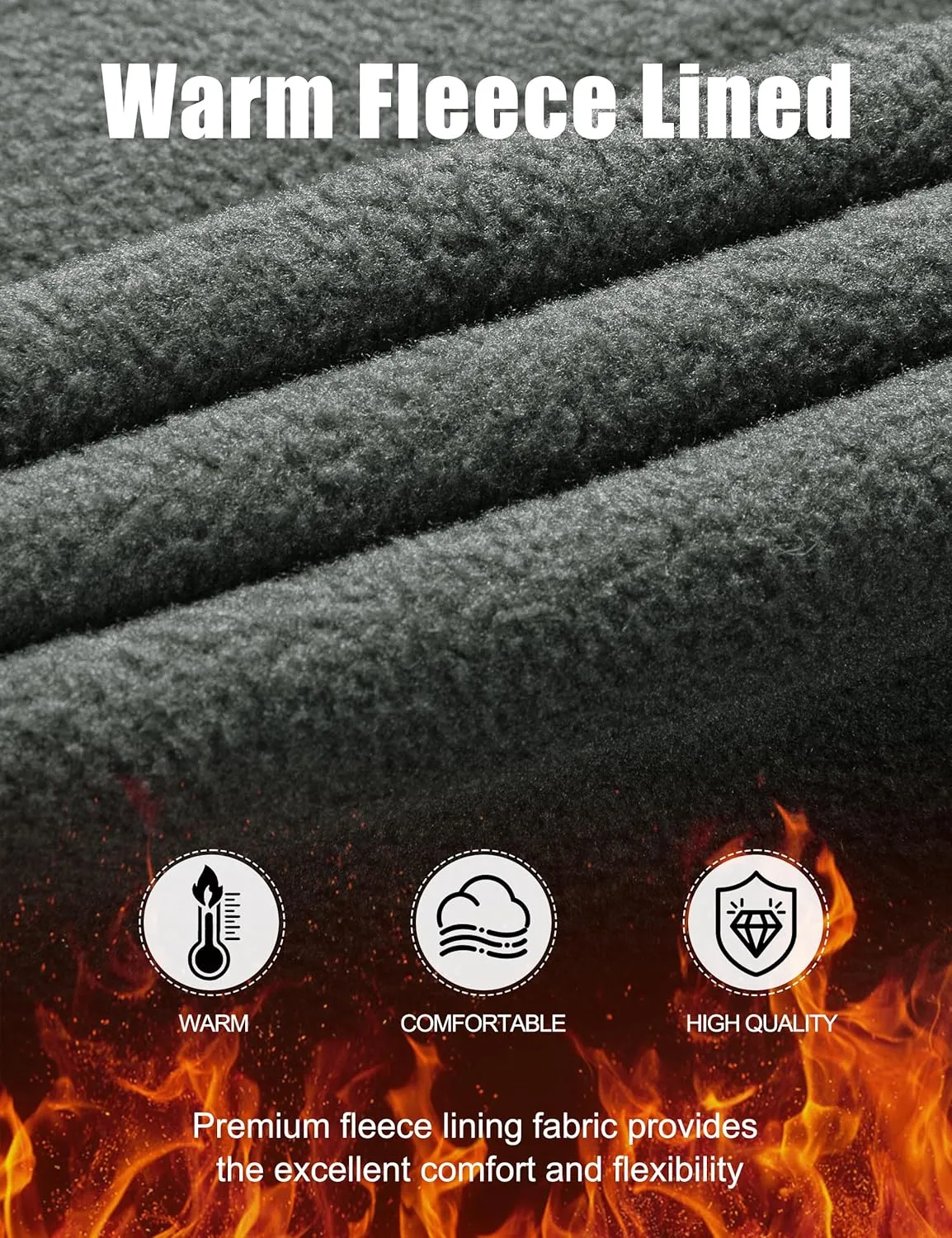FREE SOLDIER Men's Fleece Lined Outdoor Cargo Hiking Pants Water Repellent Softshell Snow Ski Pants with Zipper Pockets