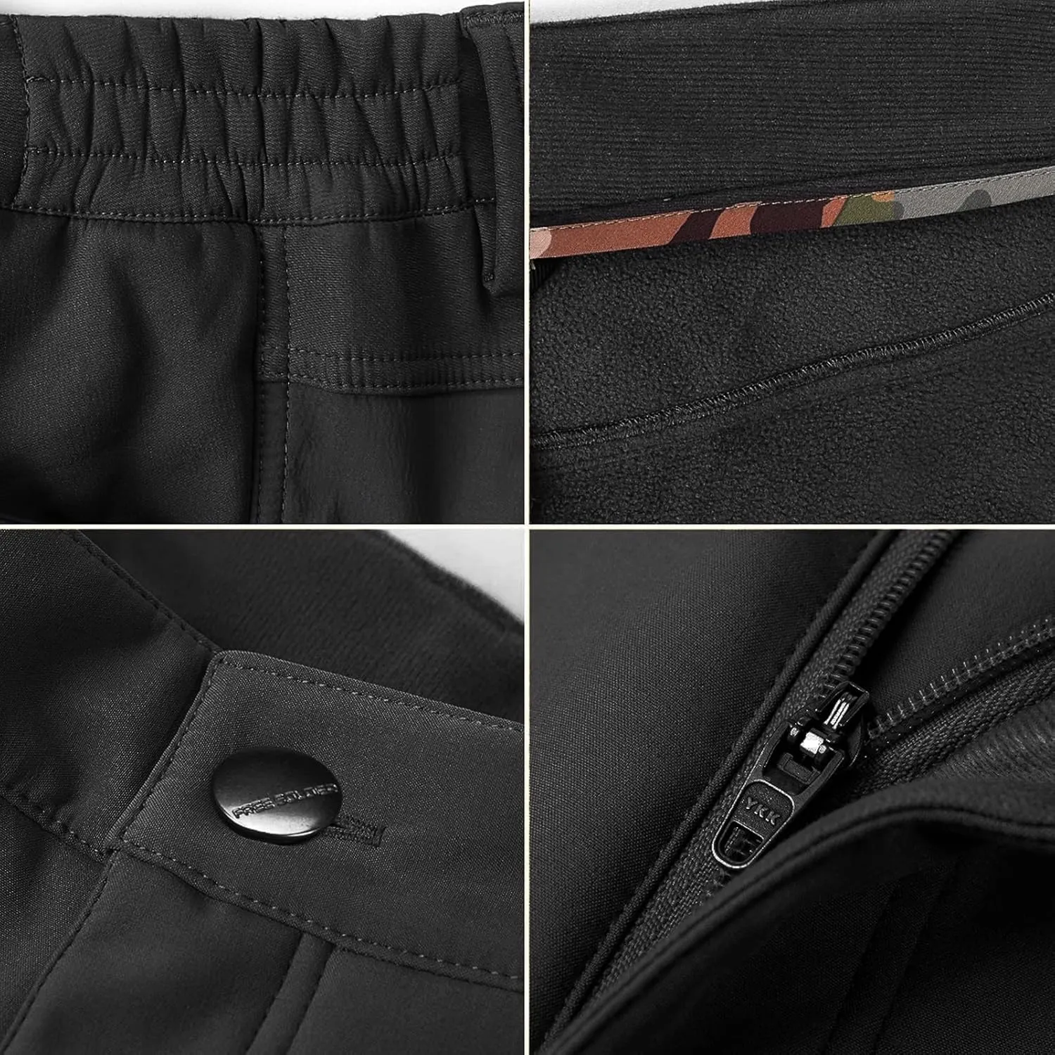FREE SOLDIER Men's Outdoor Cargo Hiking Pants Water Repellent Softshell Fleece Lined Snow Ski Pants