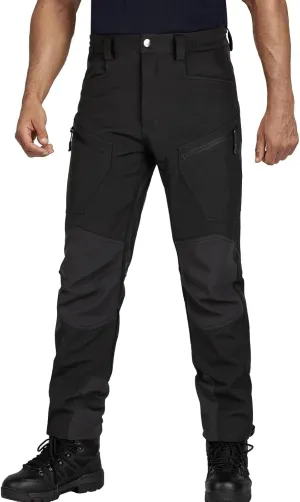 FREE SOLDIER Men's Outdoor Cargo Hiking Pants Water Repellent Softshell Fleece Lined Snow Ski Pants