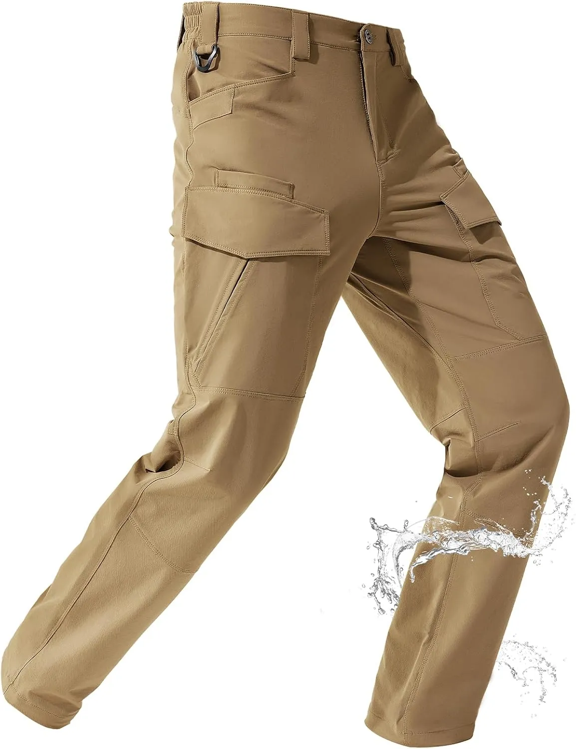 FREE SOLDIER Men's Tactical Water Repellent Ripstop Cargo Work Pants Men Hiking Nylon Spandex Trousers with 8 Pockets