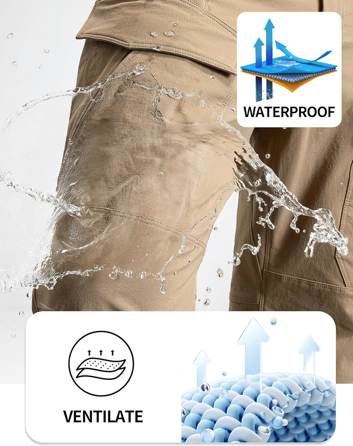 FREE SOLDIER Men's Tactical Water Repellent Ripstop Cargo Work Pants Men Hiking Nylon Spandex Trousers with 8 Pockets