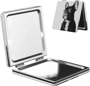 French Bulldogs Small Makeup Mirror Portable Travel Cosmetic Mirror Folding Small Pocket Mirror
