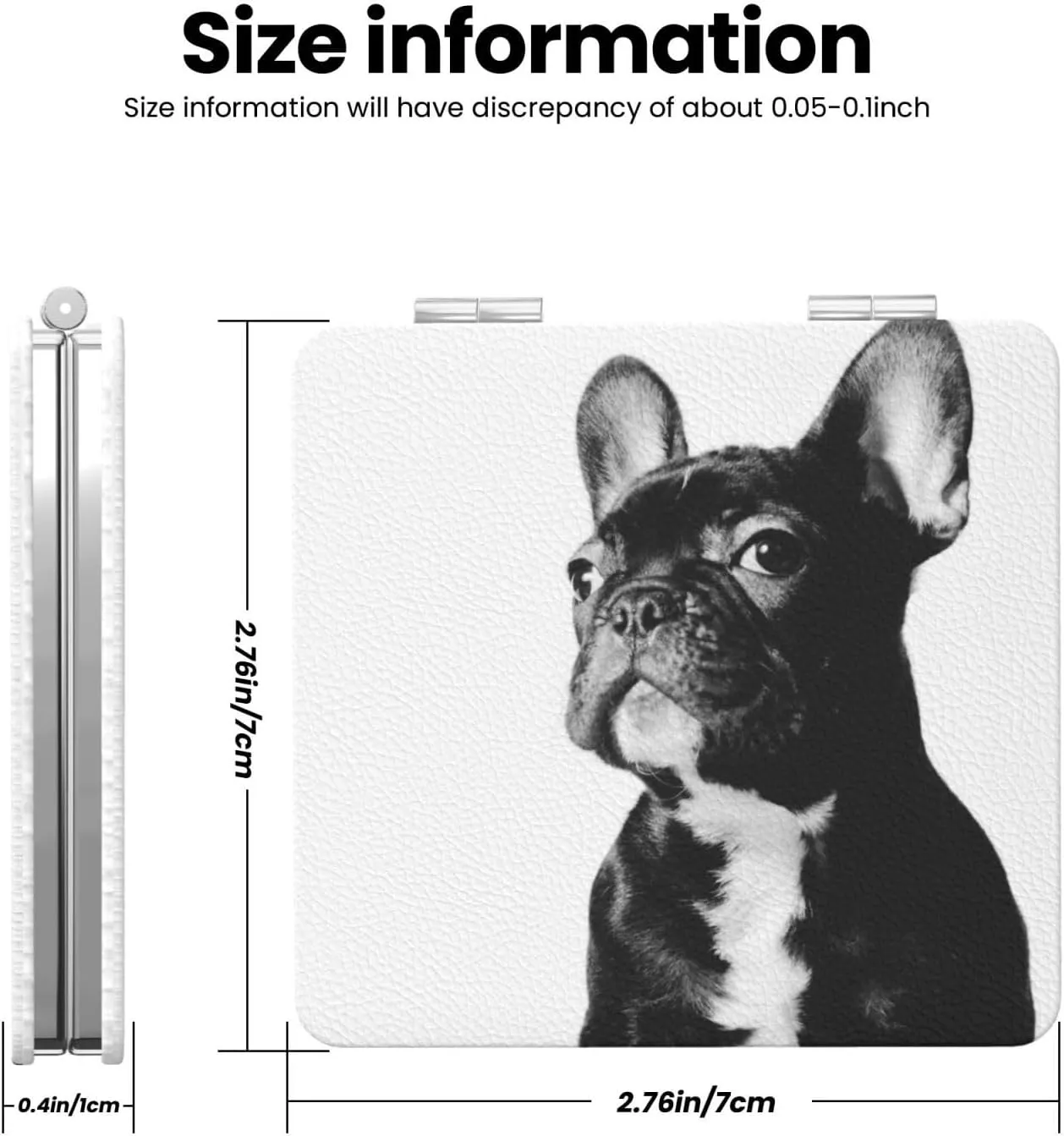 French Bulldogs Small Makeup Mirror Portable Travel Cosmetic Mirror Folding Small Pocket Mirror