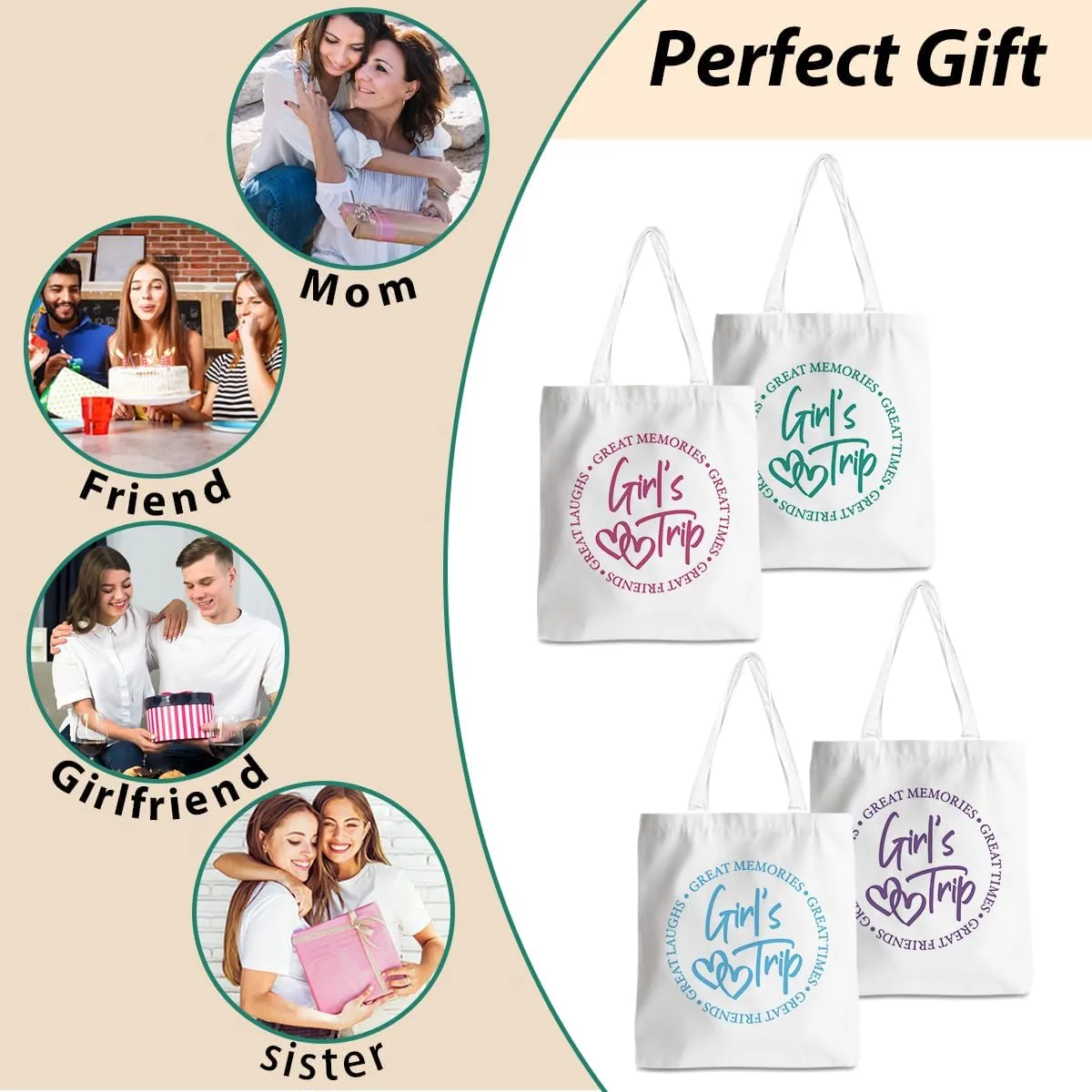 Friend Trip Gifts Favors 2025, Sister Weekend Gifts Tote Bag Goodie Gifts, Bestie Gifts Vacation Weekend Bag Friendship Gifts