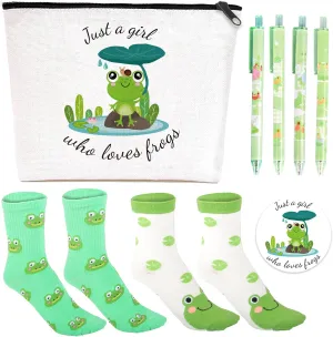 Frog Gifts: Makeup Bag, Socks, Pen & Mirror - Perfect for Frog Lovers