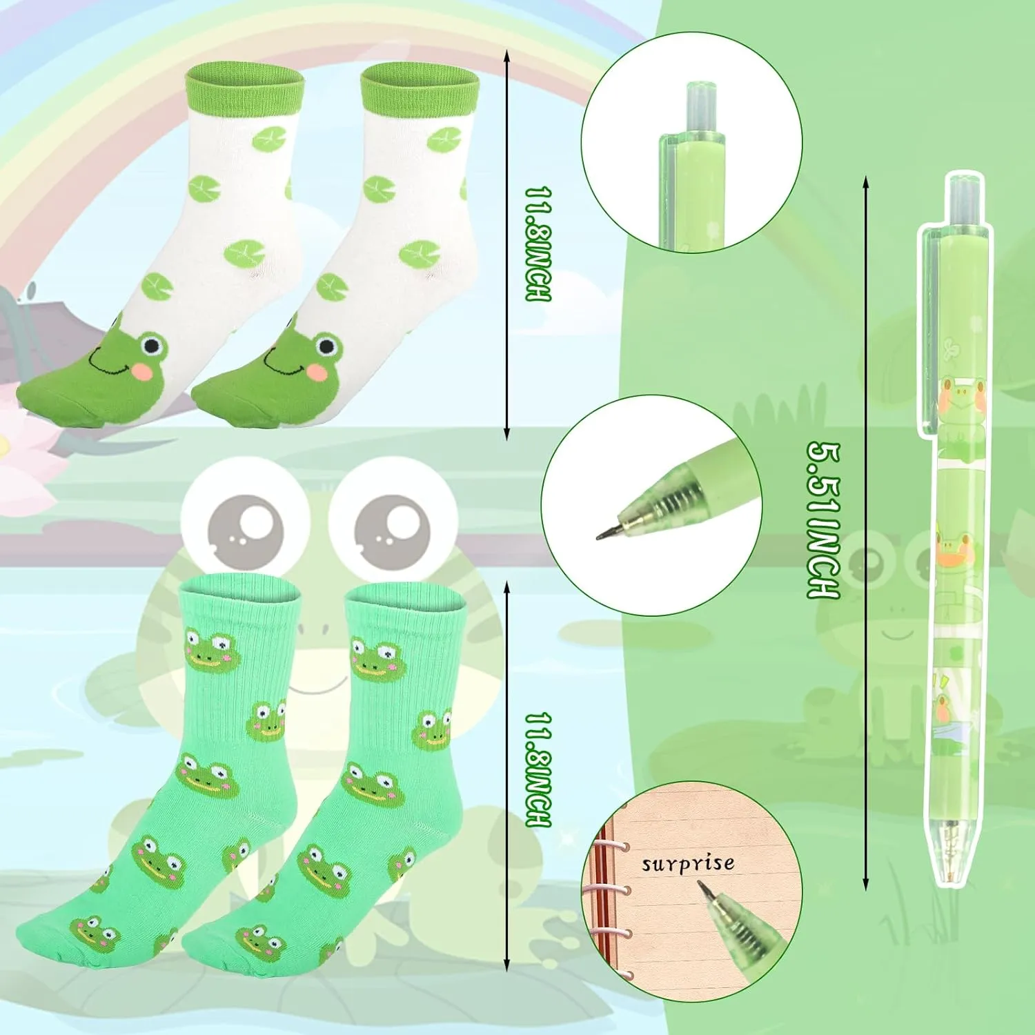 Frog Gifts: Makeup Bag, Socks, Pen & Mirror - Perfect for Frog Lovers
