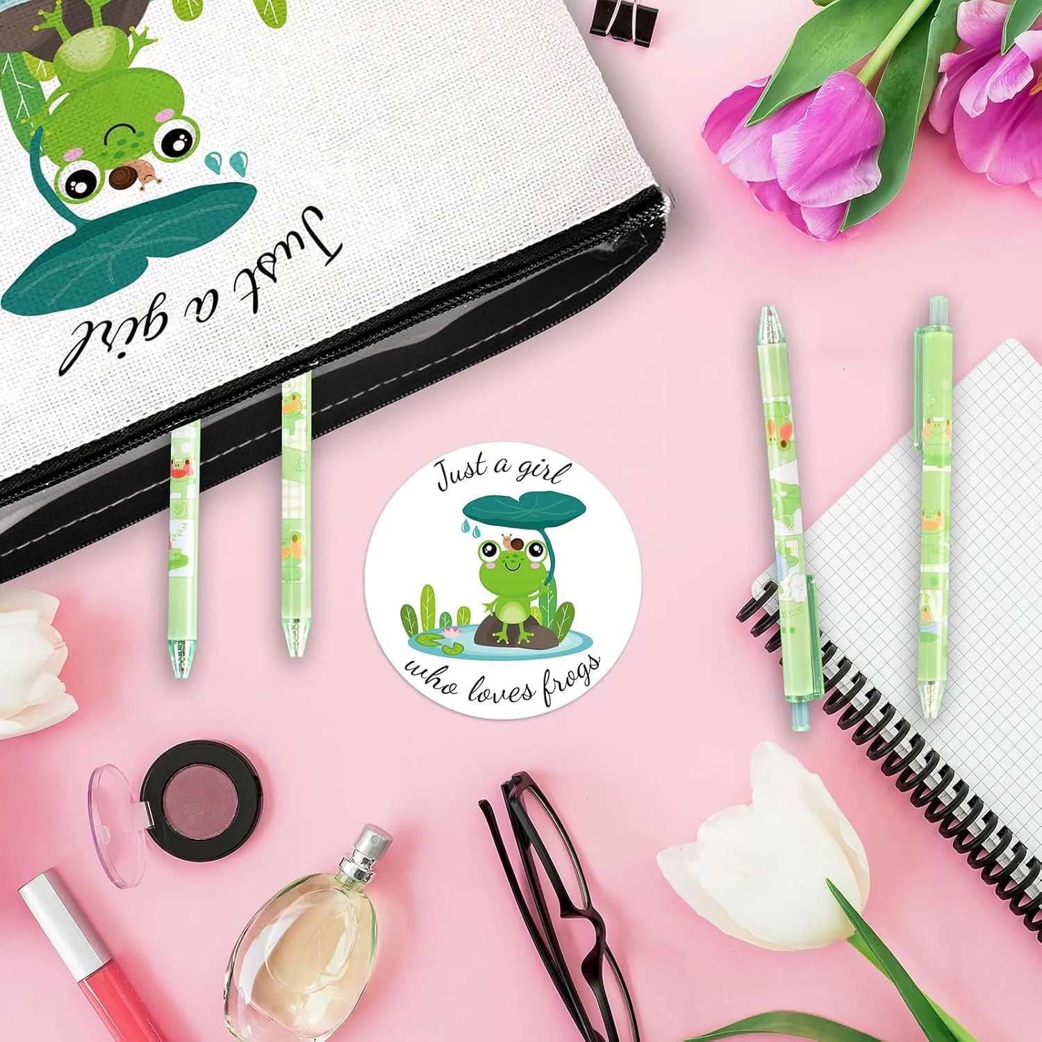 Frog Gifts: Makeup Bag, Socks, Pen & Mirror - Perfect for Frog Lovers