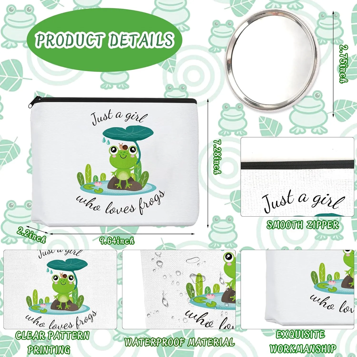 Frog Gifts: Makeup Bag, Socks, Pen & Mirror - Perfect for Frog Lovers