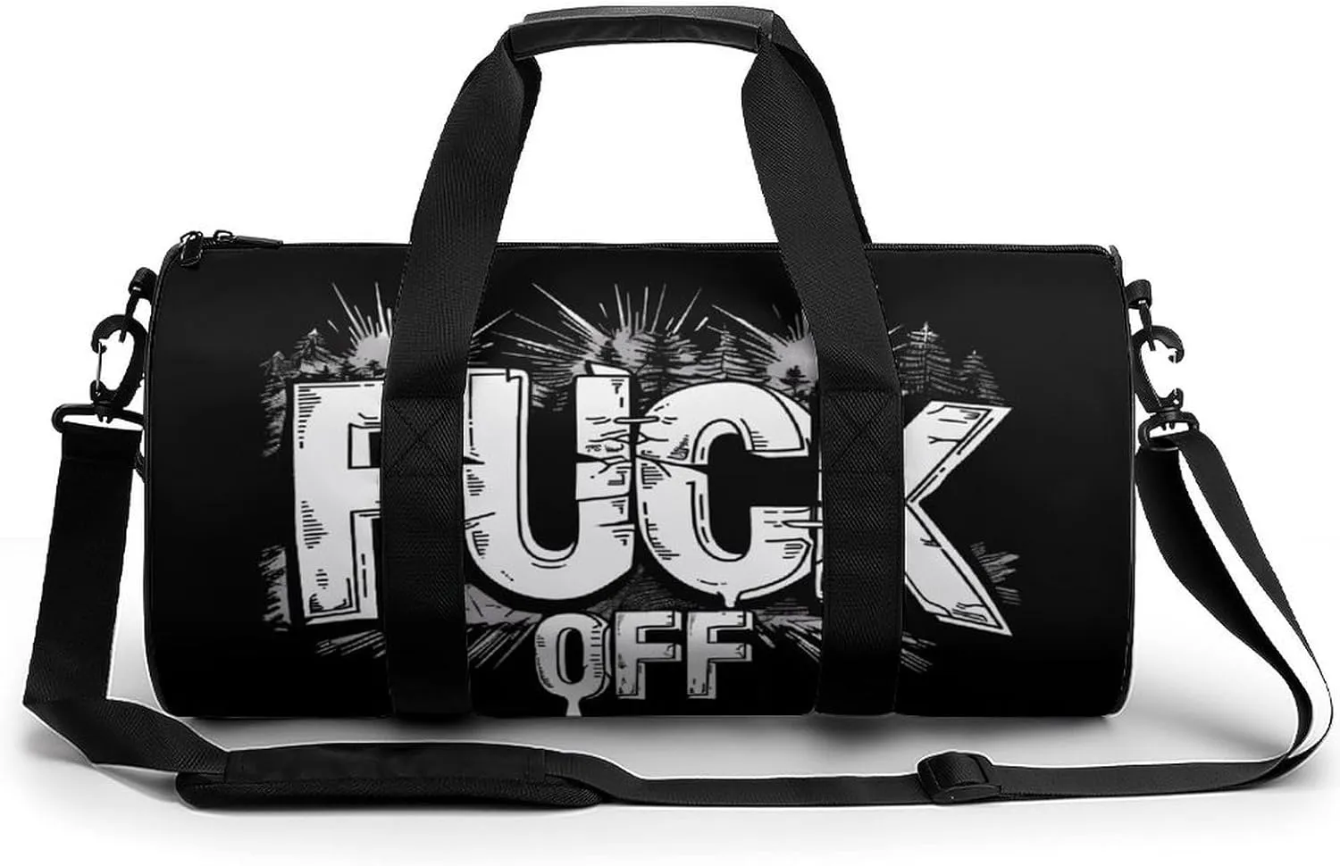Fuck-Off Gym Bag Print Duffle Bag Weekender Travel Overnight Bag Sports Bag for Men Women Gym Swimming Yoga