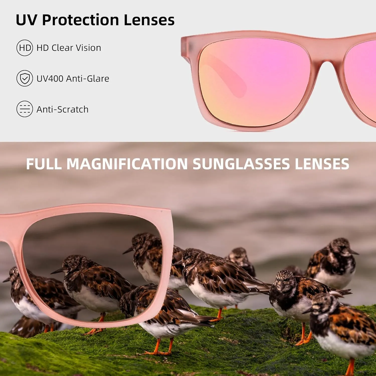 Full Reader Sunglasses Women Men, Womens Mens Reading Sun Glasses Mirroed Pink Blue Lenses Outdoor Not Bifocal Mirrored Pink, 1.0
