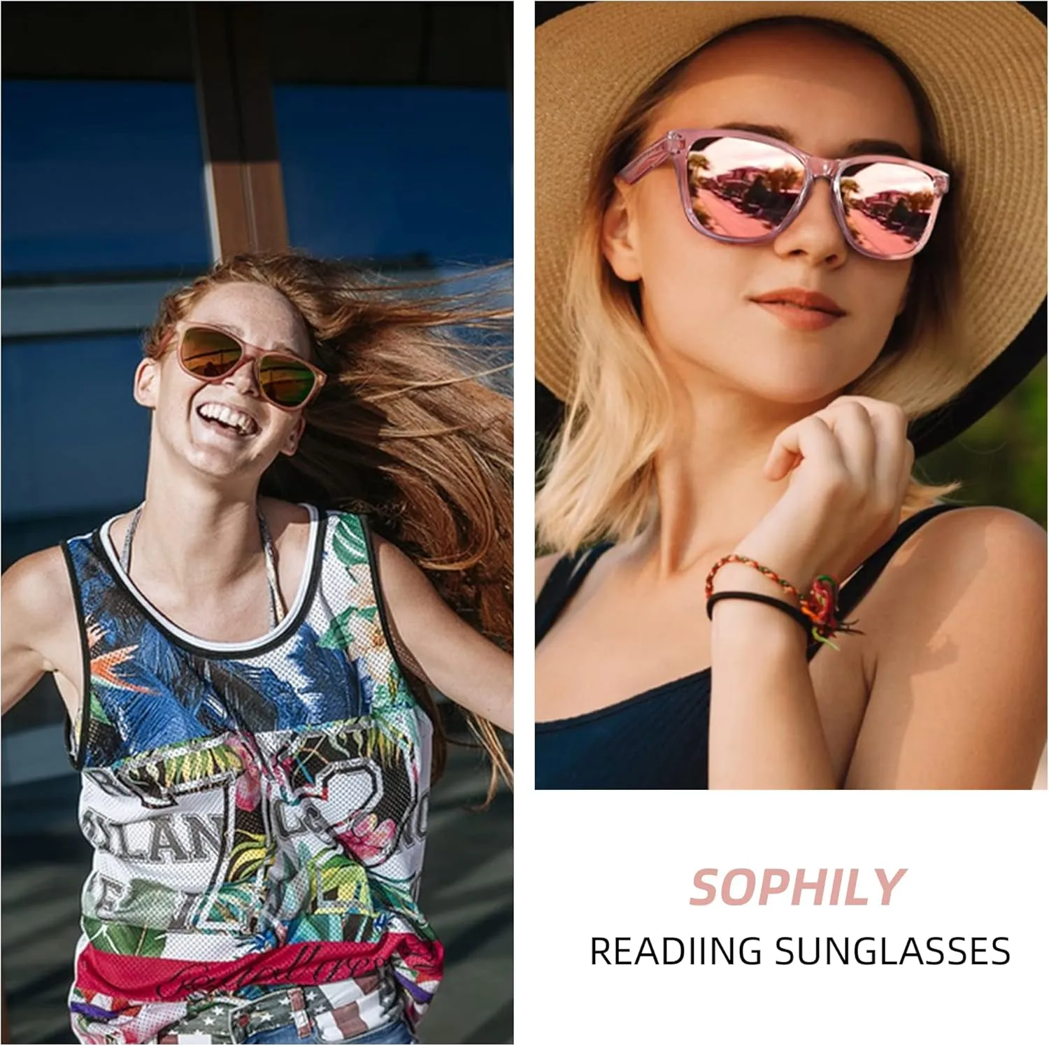 Full Reader Sunglasses Women Men, Womens Mens Reading Sun Glasses Mirroed Pink Blue Lenses Outdoor Not Bifocal Mirrored Pink, 1.0