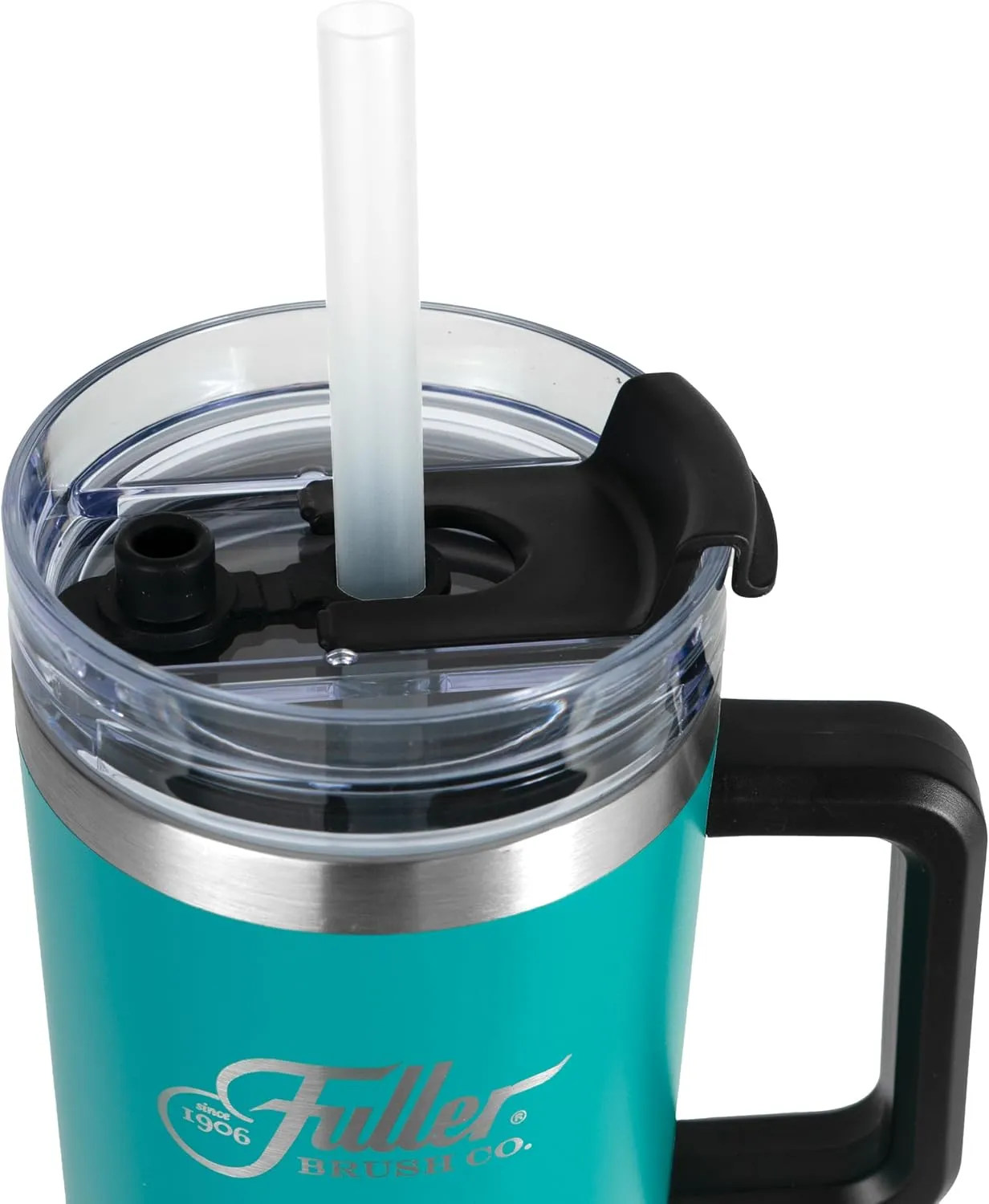 Fuller Brush Stainless Steel Tumbler with Handle - 40 oz. – Lead & BPA-Free - Double-Wall Insulated Travel Mug – Keeps Drinks Hot or Cold for Hours – Spill-Resistant Lid & Straw (Green)