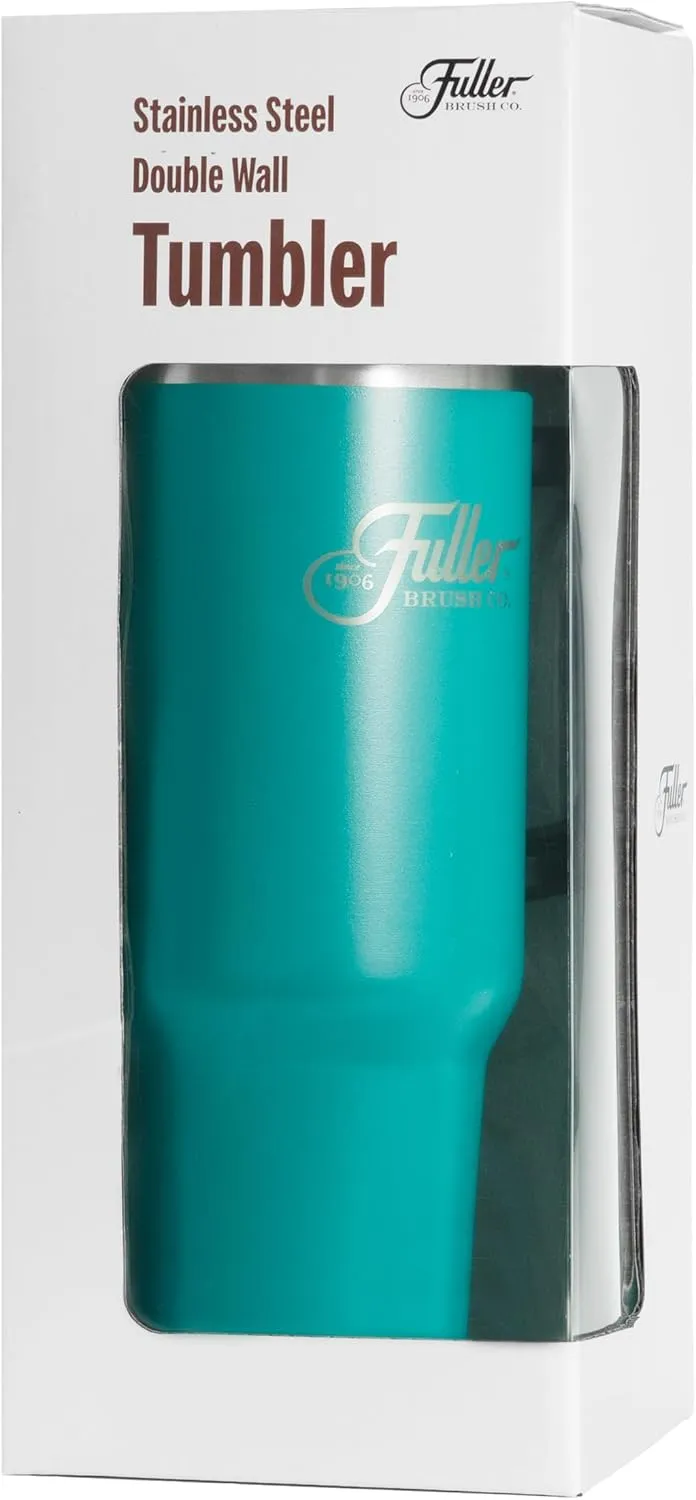 Fuller Brush Stainless Steel Tumbler with Handle - 40 oz. – Lead & BPA-Free - Double-Wall Insulated Travel Mug – Keeps Drinks Hot or Cold for Hours – Spill-Resistant Lid & Straw (Green)