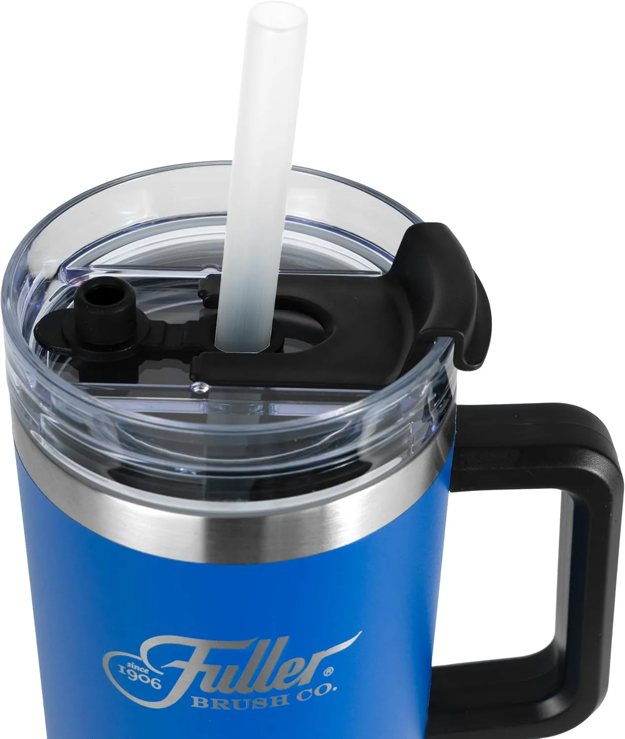 Fuller Brush Stainless Steel Tumbler with Handle - 40 oz. – Lead & BPA-Free - Double-Wall Insulated Travel Mug – Keeps Drinks Hot or Cold for Hours – Spill-Resistant Lid & Straw (Mazarine Blue)