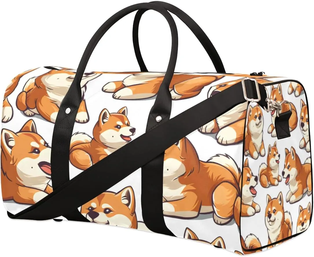 Funny Corgi Travel Duffle Bag for Women Men Gym Duffel Foldable Bag Waterproof Weekender Animals Puppy Dog Duffle Tote