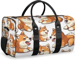 Funny Corgi Travel Duffle Bag for Women Men Gym Duffel Foldable Bag Waterproof Weekender Animals Puppy Dog Duffle Tote