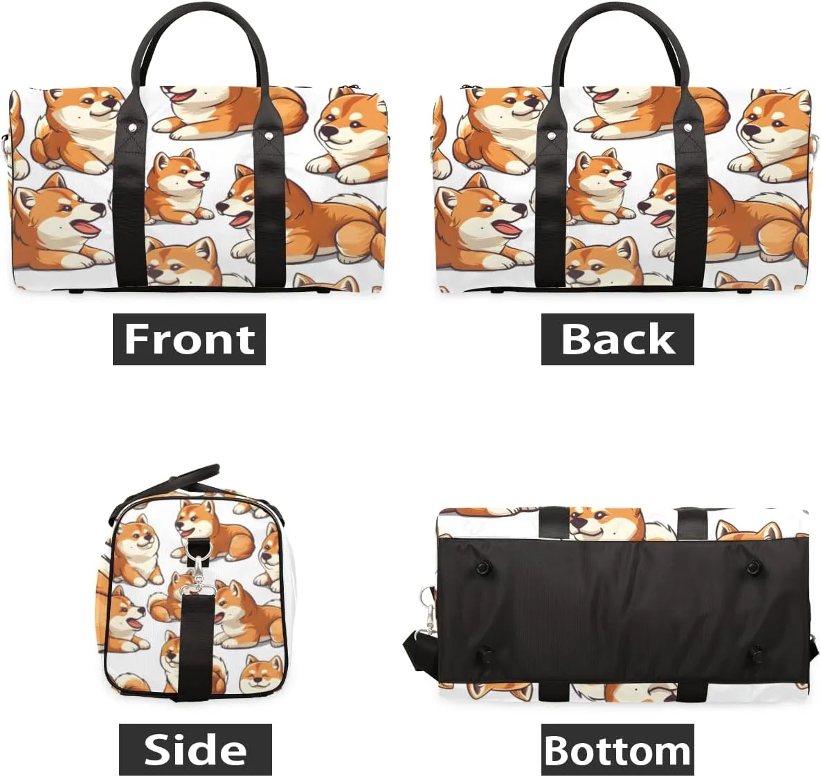 Funny Corgi Travel Duffle Bag for Women Men Gym Duffel Foldable Bag Waterproof Weekender Animals Puppy Dog Duffle Tote