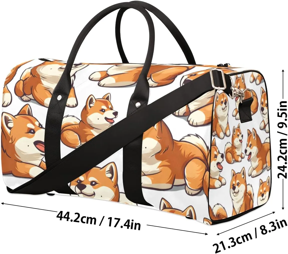Funny Corgi Travel Duffle Bag for Women Men Gym Duffel Foldable Bag Waterproof Weekender Animals Puppy Dog Duffle Tote