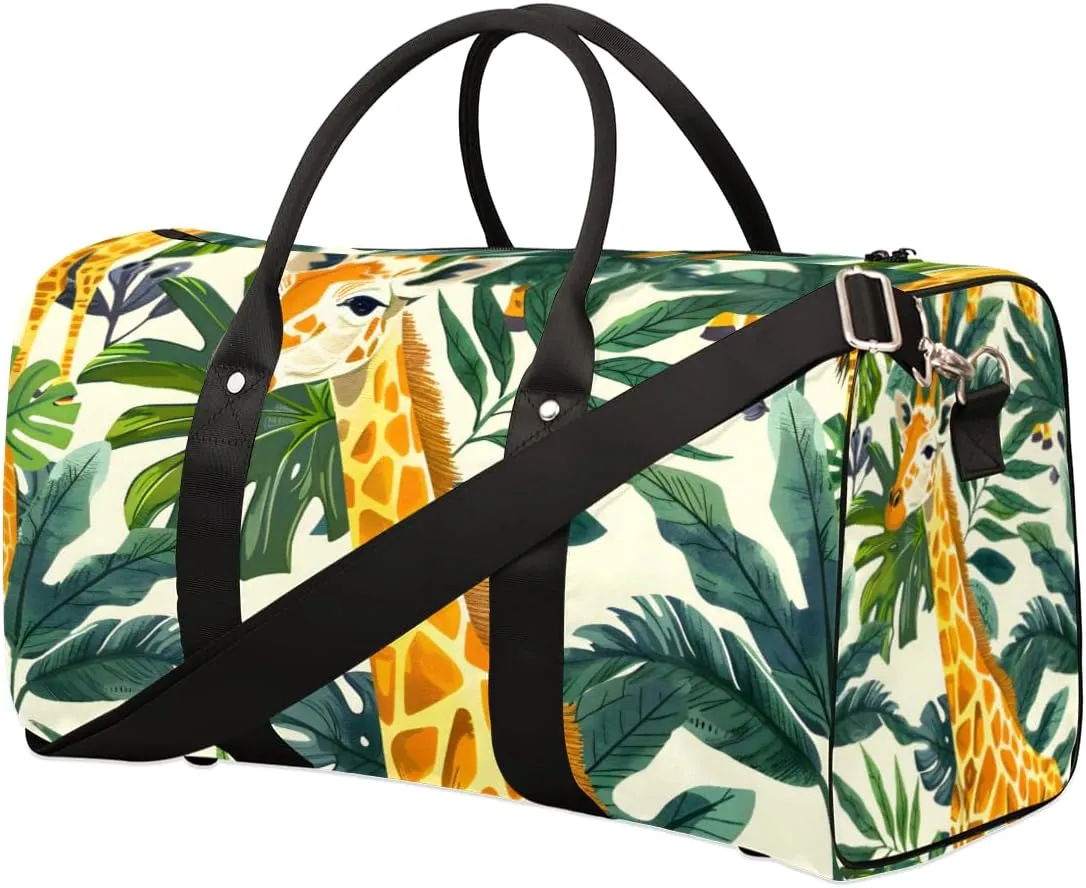 Funny Giraffe Travel Duffle Bag for Women Men Gym Duffel Foldable Bag Waterproof Weekender African Wild Animal Duffle Tote