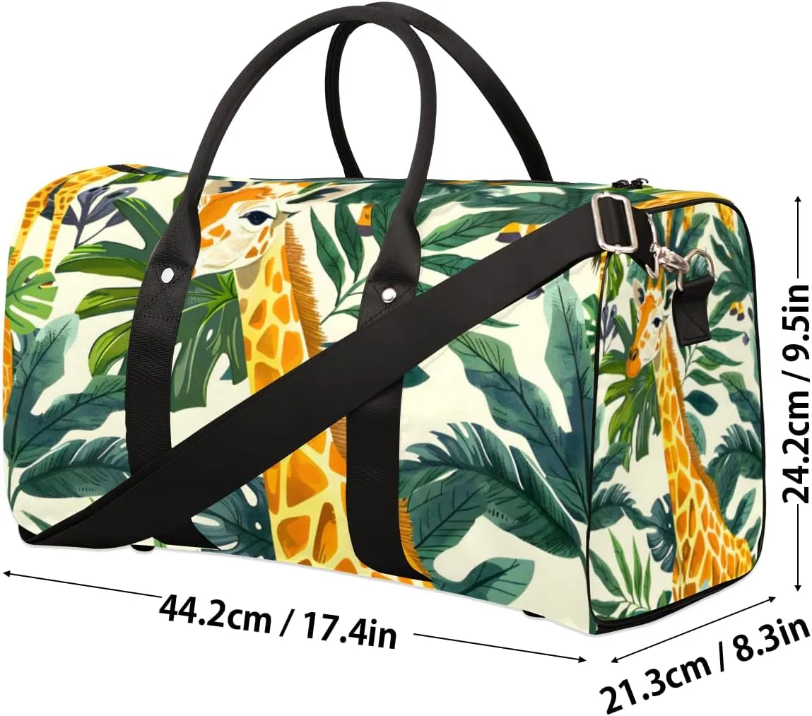 Funny Giraffe Travel Duffle Bag for Women Men Gym Duffel Foldable Bag Waterproof Weekender African Wild Animal Duffle Tote