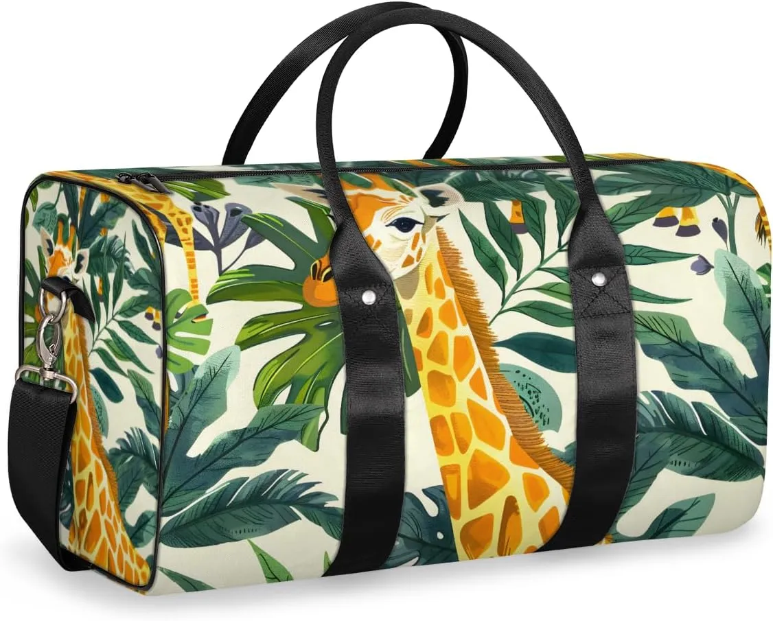 Funny Giraffe Travel Duffle Bag for Women Men Gym Duffel Foldable Bag Waterproof Weekender African Wild Animal Duffle Tote