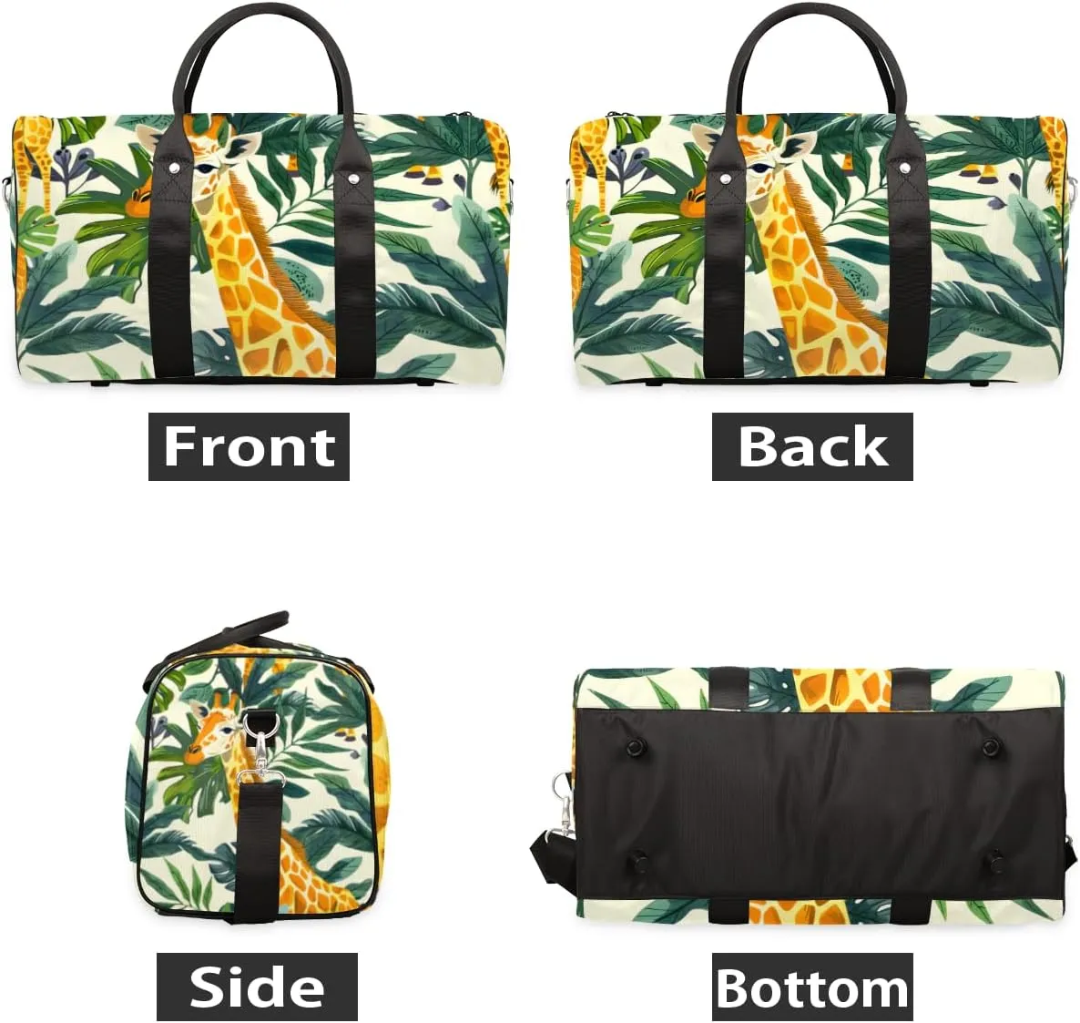 Funny Giraffe Travel Duffle Bag for Women Men Gym Duffel Foldable Bag Waterproof Weekender African Wild Animal Duffle Tote